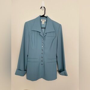 Vintage Alessandro Blue Tailored Blazer with Notched Lapels Size 6